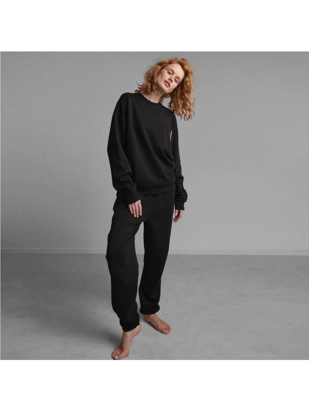 Lunya Silksweats - Black Cozy Sweatshirt and Jogger Set (reversible)
